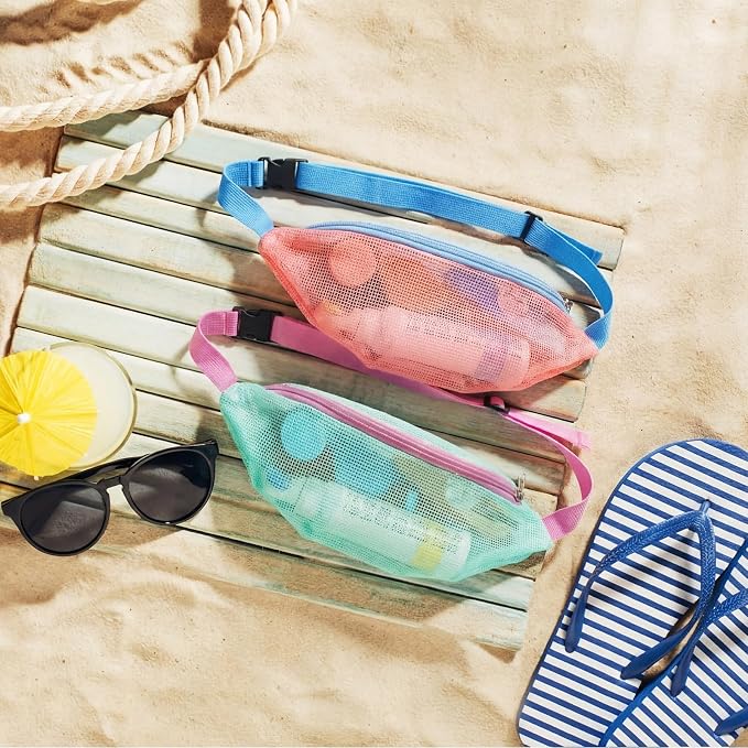 Hsei 2 Pcs Mesh Shell Bags for Beach Shelling Seashell Collecting Fanny Pack - Image 5