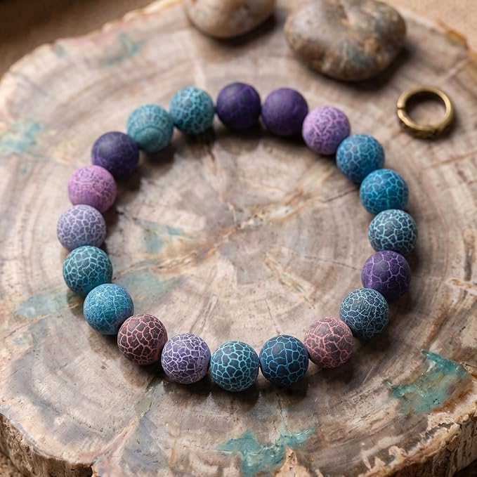 60pcs Natural Matte Colorful Oxidized Gemstone Beads，6mm Frosted Round Loose - Image 4