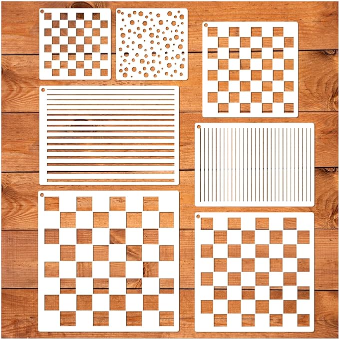Checkerboard Stencils for Painting on Wood 11.8 Inch Reusable Canvas Checks by Yhslmh