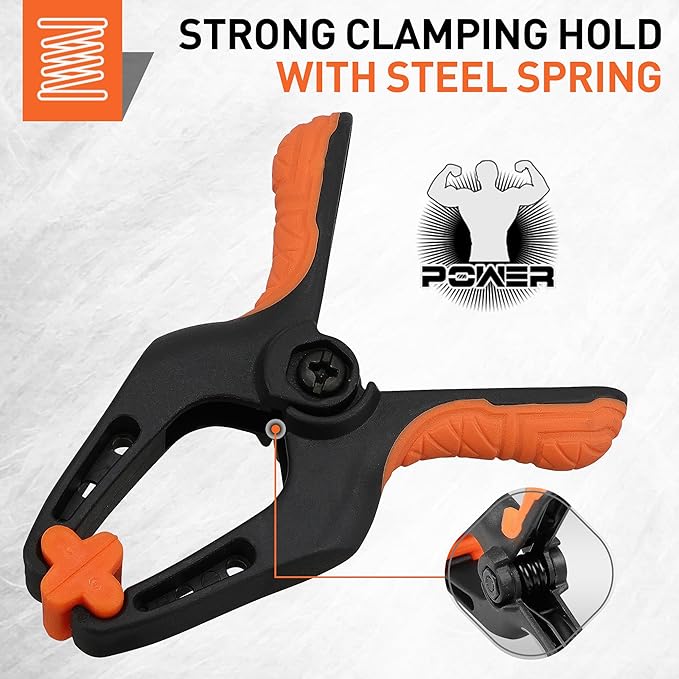 HORUSDY 16-Pack Spring Clamps Heavy Duty, 3-inch Mini Clamps for Crafts with 1-5/8 Inch Jaw Opening for DIY, Gluing, Clamping and Securing