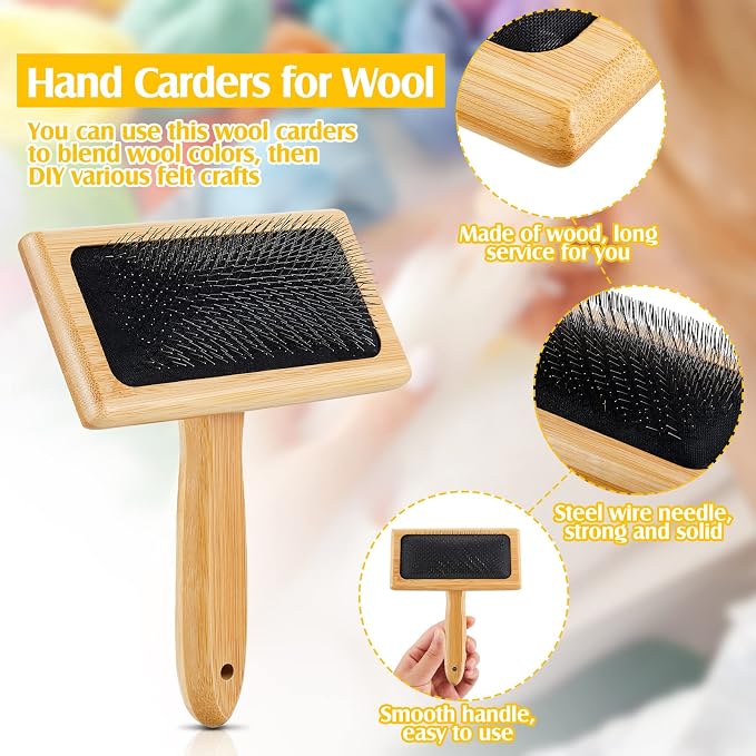 Tessco for you 2 Pcs Wool Carders, Hand Carders for Wool Needle Felting Brush - Image 3