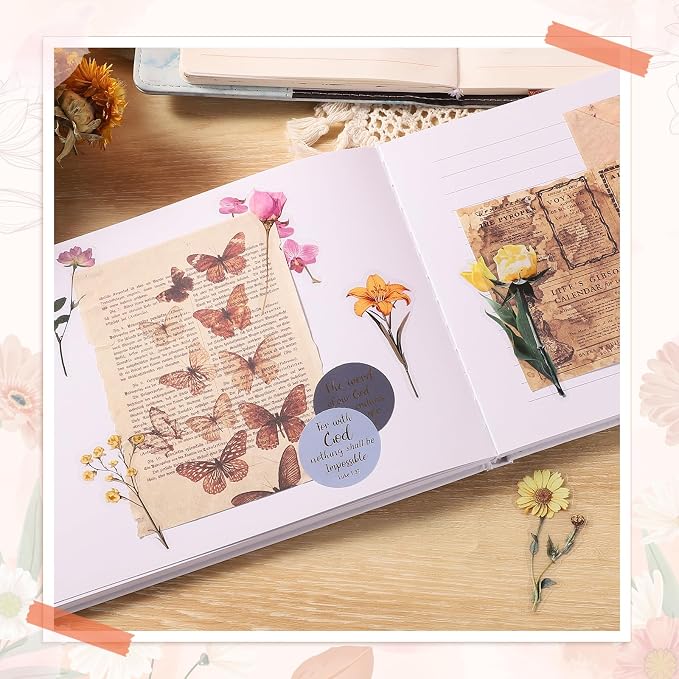 80 Pieces Natural Scrapbooking Stickers, Self-Adhesive Flower Stickers - Image 4