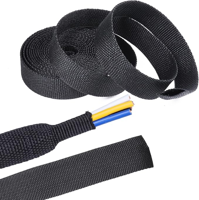 2 in 1 Heat Shrink Braided Sleeving Fabric Tubing-Perfectly fit Irregular Shape Hose/Cable/Wire (1/2"(12mm), 14FT)