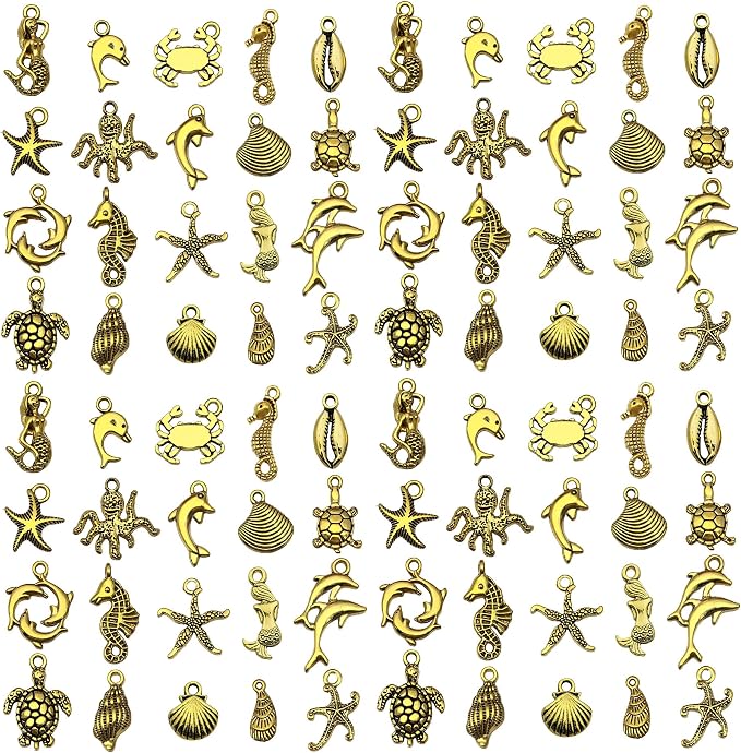 WOCRAFT 60pcs Antique Gold Ocean Bracelet Charms by WOCRAFT