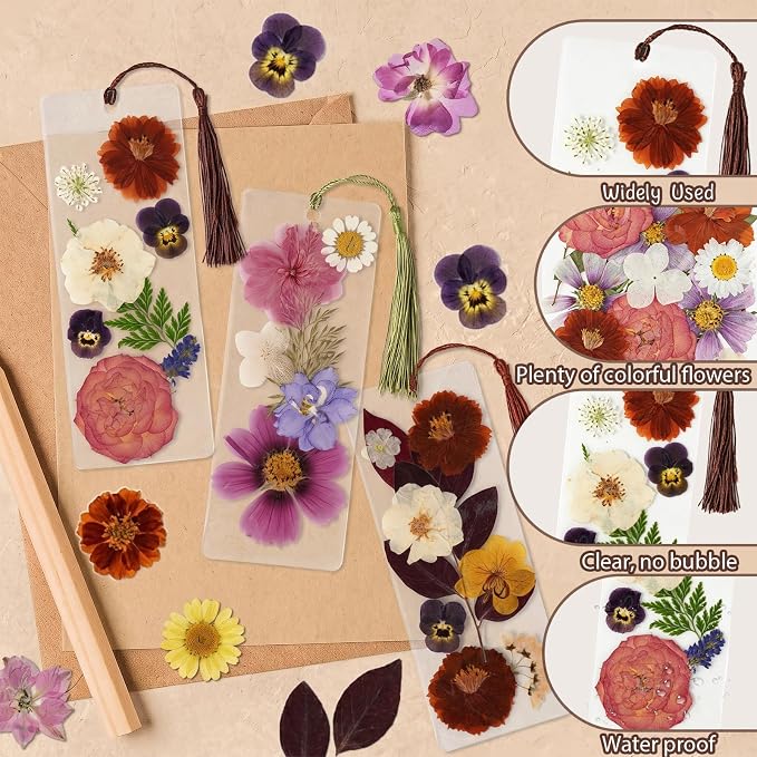 344 Pcs Pressed Flower Bookmark Making Kit | 50 Laminating Pouches - Image 5