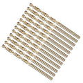 METALLIXITY Drill Bit (#19) 12Pcs, M2 High-Speed Steel Micro Number Bits Spiral Flute 135°Point Tip Gold Finish for Stainless Steel Iron Copper Aluminum Hard Metal