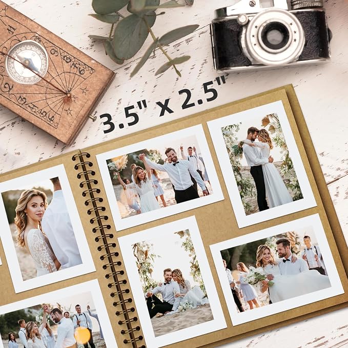 Yopih 7x7 Inch DIY Scrapbook Photo Album, Hardcover Kraft Paper Acid-Free - Image 4