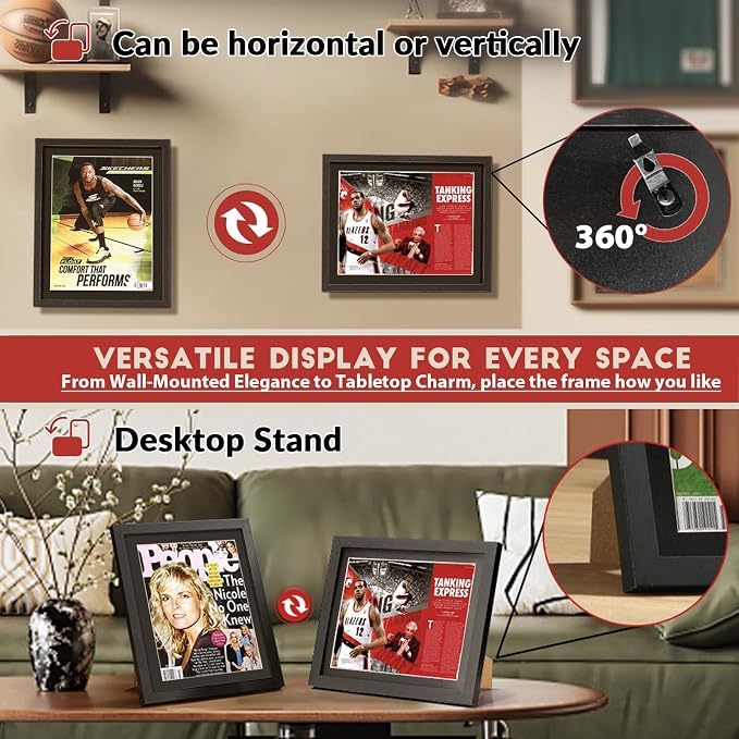 JupDec Sports Magazine Frame 2 Pack, Premium Wood Display Case - Image 4