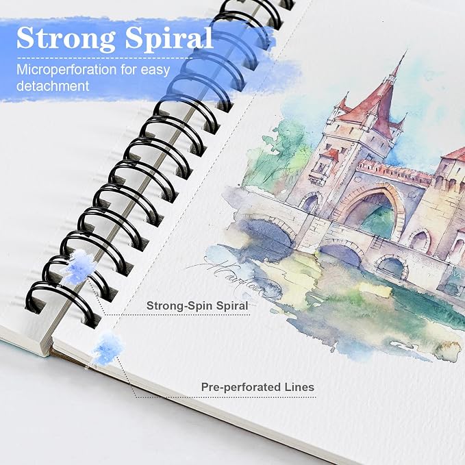 3 Pack 90 Sheet Watercolor Paper Pad 5.5“ x 8.5”, 140lb/300 GSM Cotton Cold - Image 5