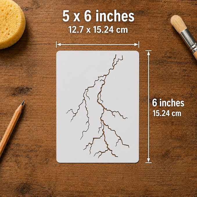 5x6 Inch Lightning Bolt Stencil Reusable Plastic Weather Fire Template | - Image 2