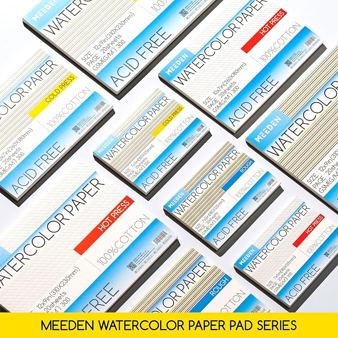 MEEDEN Watercolor Paper Block, 100% Cotton Watercolor Paper Pad of 20 Sheets - Image 5