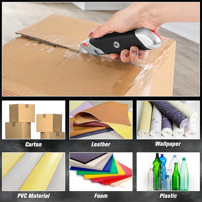 DIYSELF 10Pack Box Cutter, Rubber Handle Utility Knife, Retractable Heavy Duty, Razor Knife for Warehouse, Office, Shop