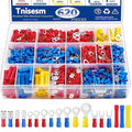 Tnisesm 620Pcs Insulated Wire Crimp Connectors Assortment Kit, Fork Ring Spade Butt Quick Disconnect Terminals Lugs Set, Male/Female Wire Cable Connectors