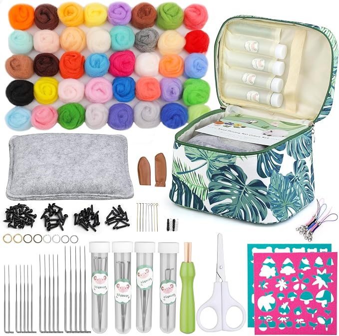 IMZAY Needle Felting Kit, Wool Roving 40 Colors Set, Needle Felting Starter Kit by Imzay