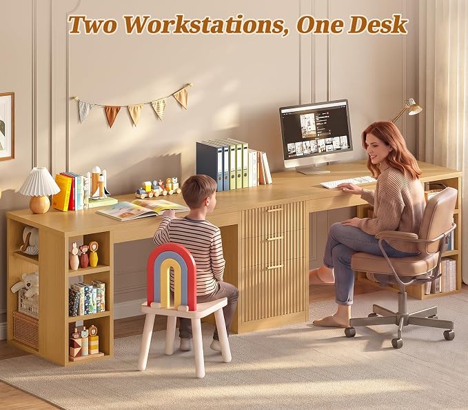 SEDETA Fluted 96.5" Computer Desk - Image 3