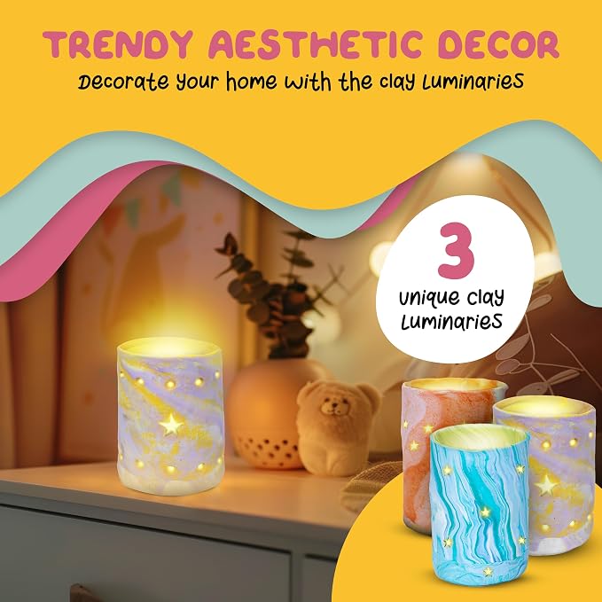 JOiFULi DIY Clay Luminaries Clay Craft Kit Gifts - Image 5