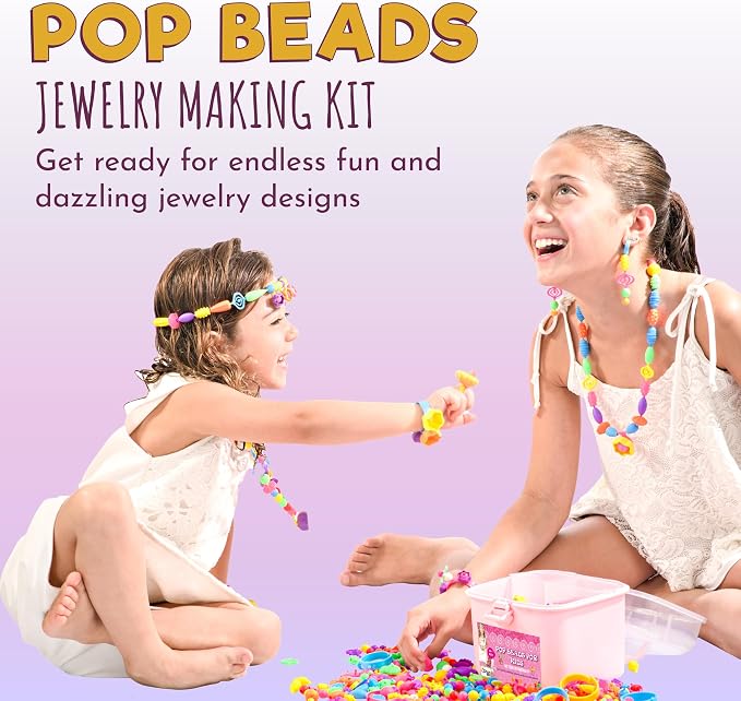 Orian Pop Beads Jewelry Kit for Girls, 520+ Colorful Snap Beads for Bracelets - Image 2