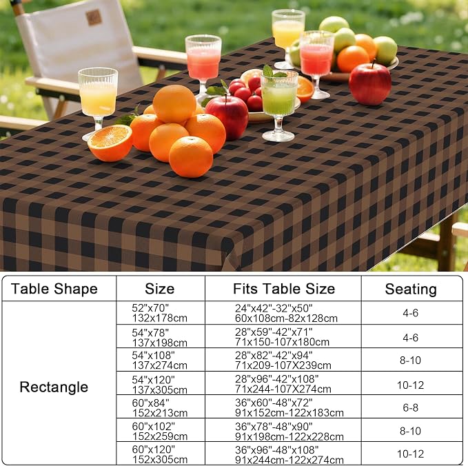 Smiry Rectangle Table Cloth, Waterproof Vinyl Tablecloths - Image 7