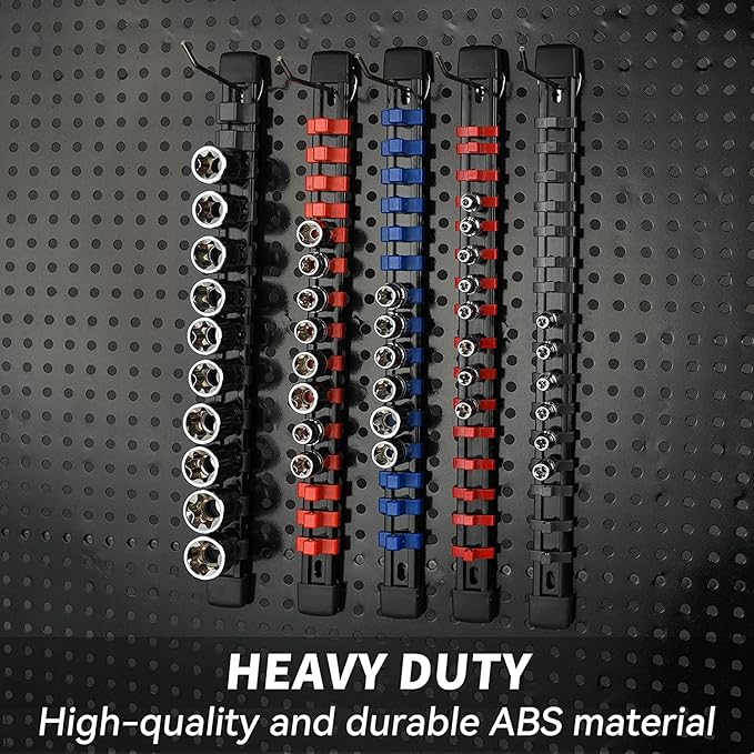 Socket Organizer Drive ABS Tools - Blue Socket Holder, Premium Quality 12 Pieces Socket Holders Kit 1/4-Inch x 64 Clips, 3/8-Inch x 60 Clips, 1/2-Inch x 48 Clips（12PC,Blue)