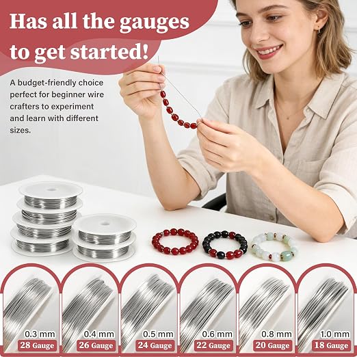 Jewelry Making Wire Set, 304 Stainless Steel Beading Wire 18/20/22/24/26/28 - Image 5