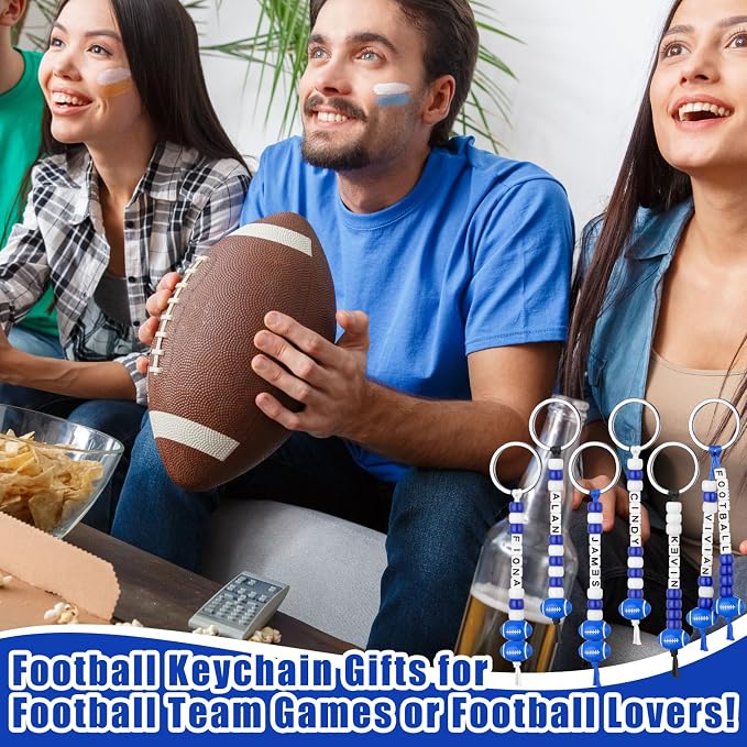 Landical 564 Pcs Football Keychain Making Kit DIY Blue Football Bead Key Chain - Image 4