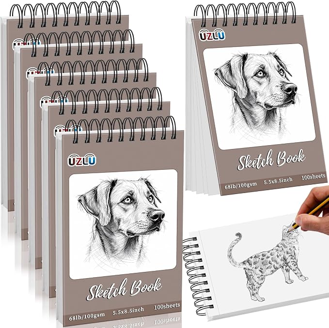 6 Pcs Sketch Book Bulk 5.5 x 8.5 In 600 Sheets Top Spiral Bound Sketch Pad - Image 8