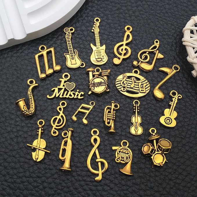 WOCRAFT 60pcs Antique Gold Music Bracelet Charms - Image 2