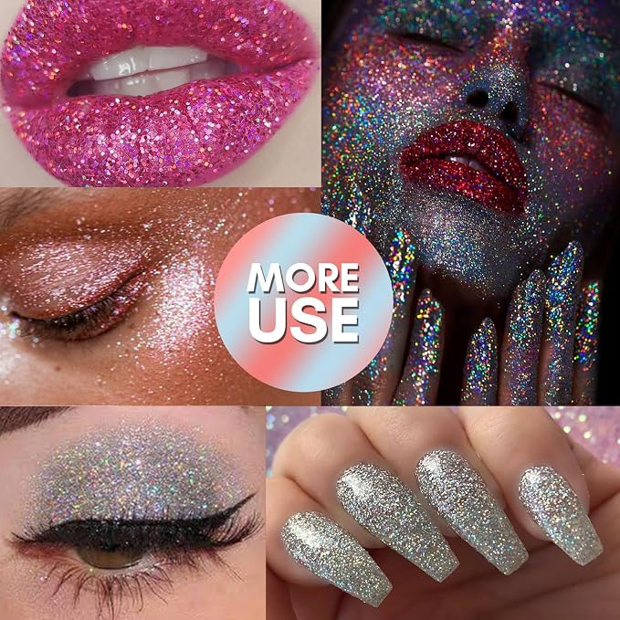 12 Assorted Colors 3mm Holographic Extra Chunky Hexagon Glitter - Image 7