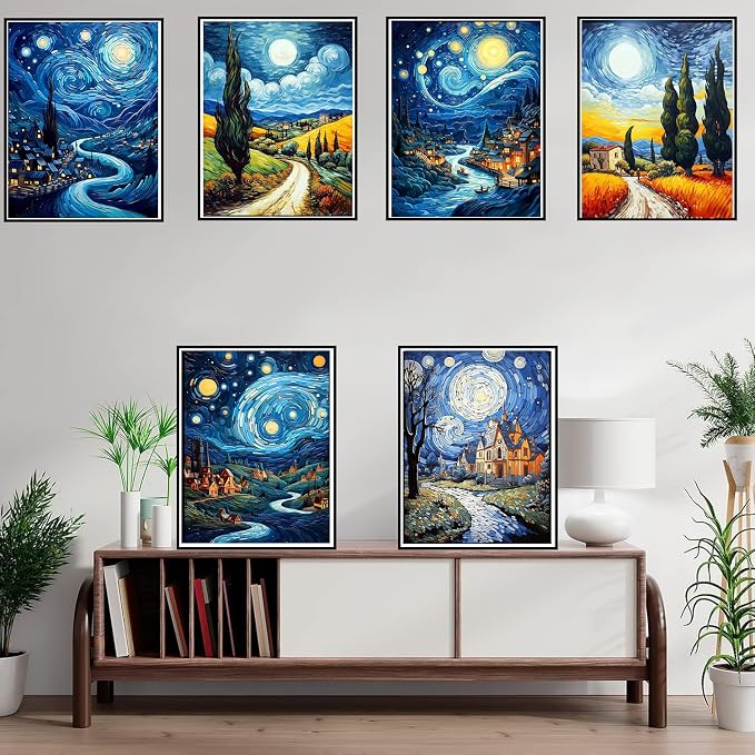 Leatrice 6PCS Van Gogh Landscape Diamond Art Kits - Image 4