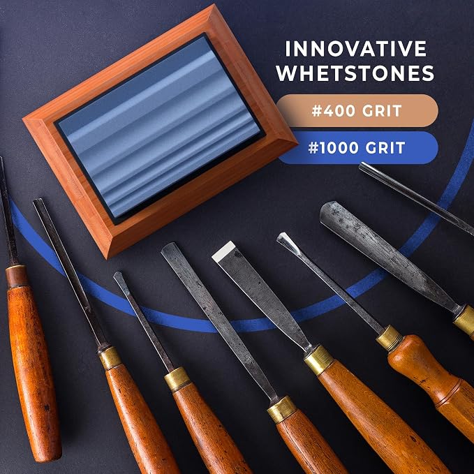 Sharp Pebble Sharpening Stones for Wood Carving Tools-Two Whetstones Grit 400 & - Image 4