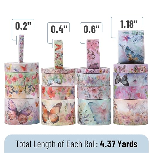 Mr. Pen- Washi Tape Set, 20 Rolls, 4.37 Yards/Roll | Washi Tape - Image 4