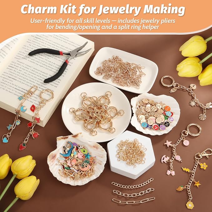 500Pcs Charms Lip Gloss Keychain Making Kit, DIY Craft Supplies - Image 4