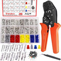 Twidec/755Pcs 21Type Car Electrical Wire Terminal 1/1.5/1.8/2.2/2.8/3.5mm Connector Pins Terminal Auto Electric Connector Non-Insulated Plug Removal Male Female Crimp Pins With Crimping Pliers