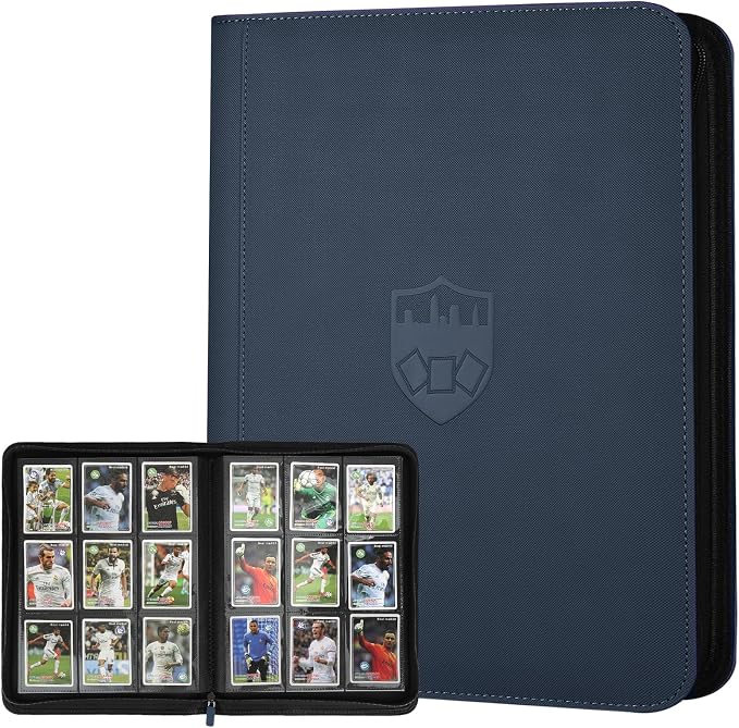 360 Cards Ringless 9-Pocket Side Loading Trading Card Binder, PU Zipper Fixed by GERMUN