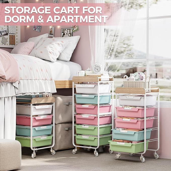 6 Drawer Rolling Cart for Craft Storage, Utility Drawer Organizer - Image 8