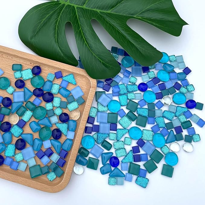 LITMIND 1.1LB Blue Mixed Irregular Crystal Glass Mosaic Tiles - Image 3