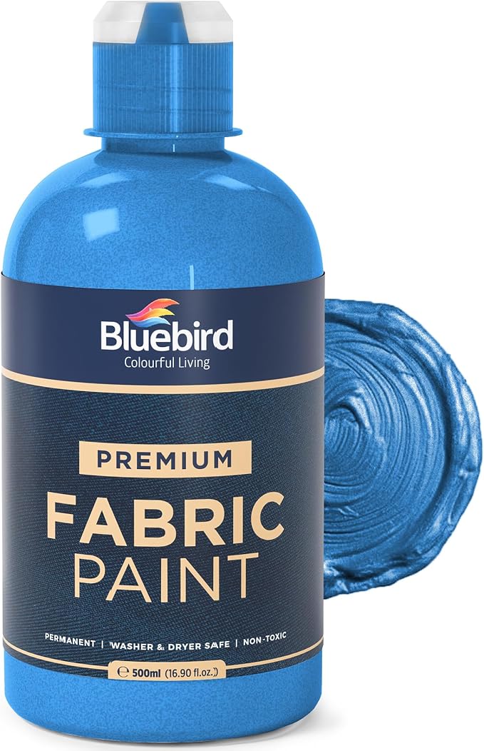 BLUEBIRD Fabric Paint, Midnight Blue, 16.9 Fl Oz, Permanent Fabric Paints by BluebirdArts