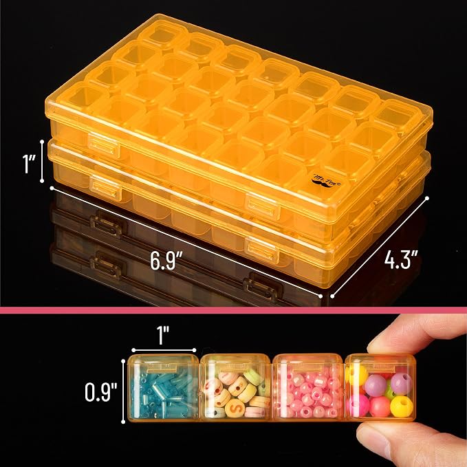 Mr. Pen- Bead Storage Containers, 28 Grids, 2 Pack, Transparent Orange | 160 - Image 3