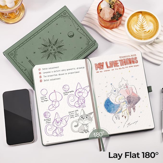 EMSHOI Dotted Journal Notebook, 320 Pages, A5 Size | Leather Hardcover - Image 6