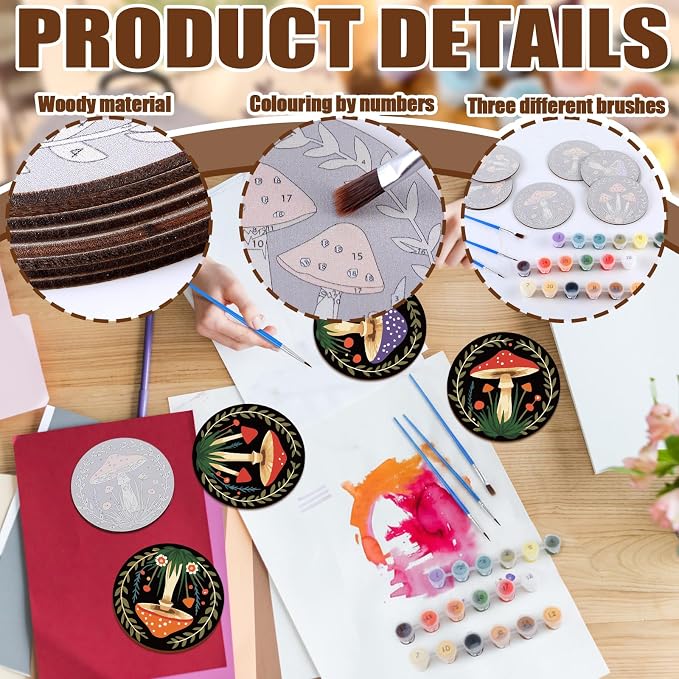 Reallnaive 8 Pcs Mushroom Paint by Numbers Kit - Image 4