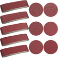 Blulu 44 Pieces Sanding Belts and Sanding Discs Set Includes 4 x 36 Inch Belts (80/120/150/240/400 Grits) and 6 Inch Self Adhesive No Hole Alumina Disc for Bench Combination Sander Woodworking