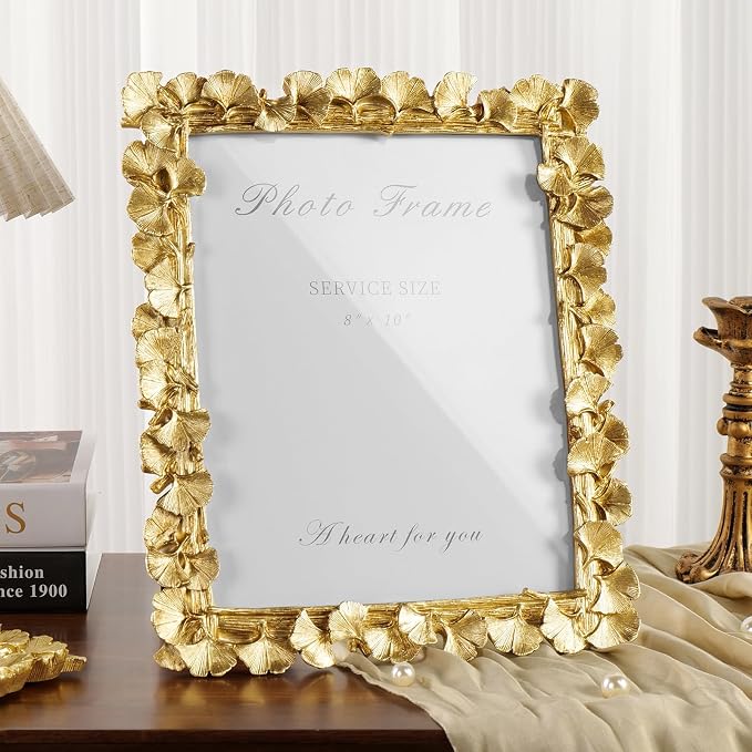 8x10 Picture Frame Gold Picture Frames, Vintage Ornate Frame Leaf Textured - Image 6