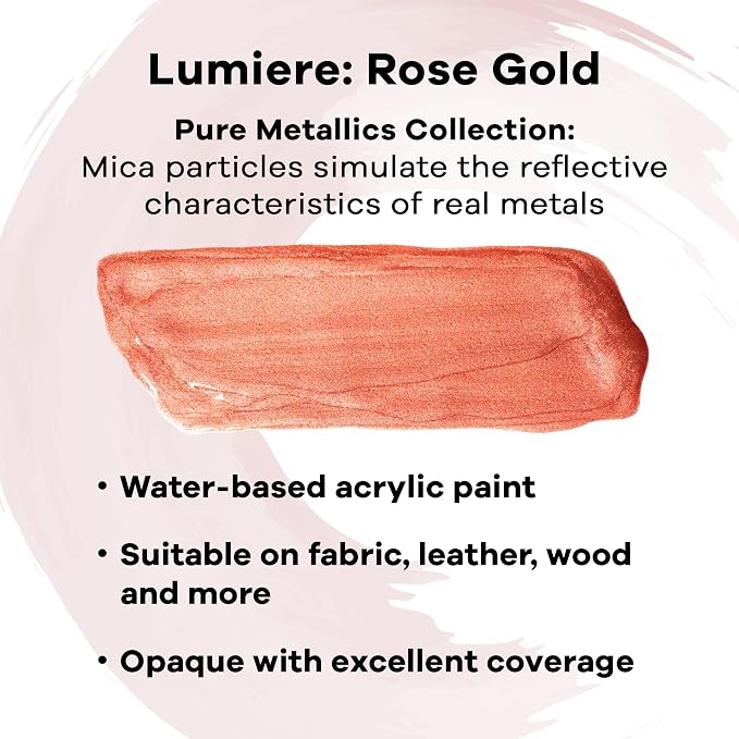 Jacquard Lumiere 8oz Fabric Paint Rose Gold - Image 2