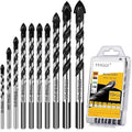 Professional Masonry Drill Bit Set (10PCS) for Glass/Brick/Plastic/Cement/Wood/Tile/Etc, Industrial Strength Carbide Drill Bit Tip, 1/8"-1/2" by TITGGI
