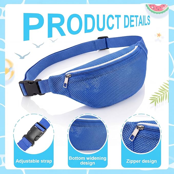 Hsei 2 Pcs Mesh Shell Bags for Beach Shelling Seashell Collecting Fanny Pack - Image 2