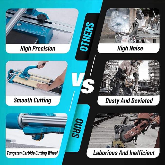 Manual Tile Cutter,24/32/48 Inch Tile Cutter With Tungsten Carbide Cutting Wheel,Infrared Positioning, Precise Tile Cutter Tools (48 inch double rails)