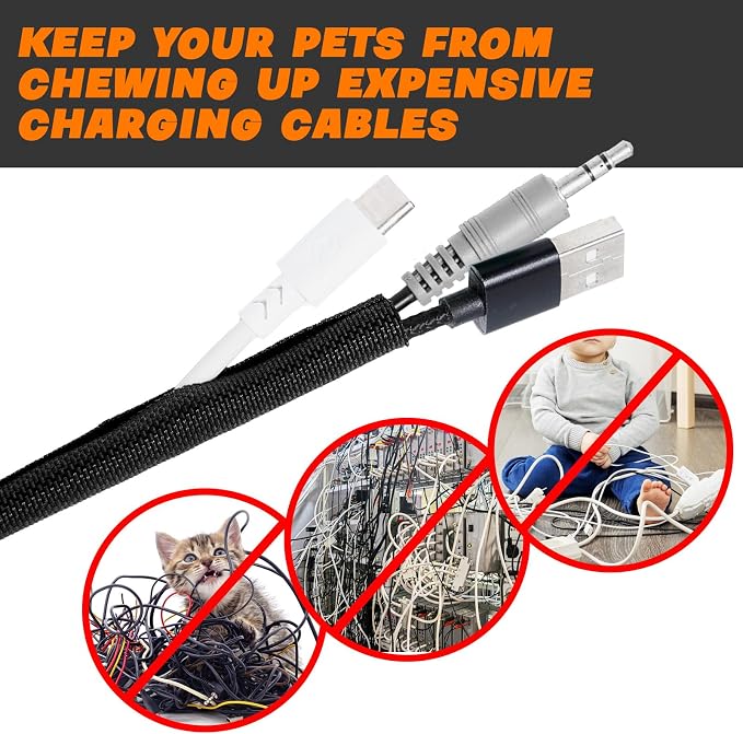 Split Braided Sleeve Cable Management Wire Loom Cord Covers - Image 7
