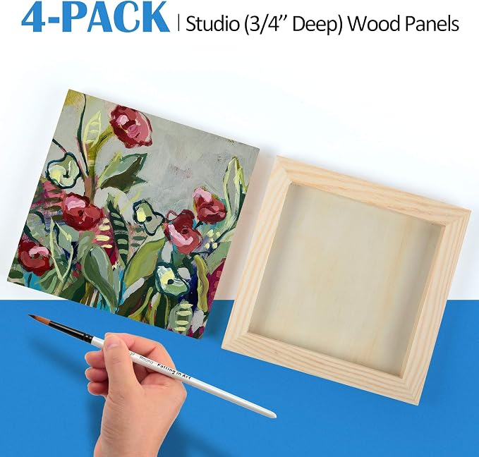 Falling in Art 4 Pack 6x6’’ Unfinished Birch Wood Panels Kit - Image 6