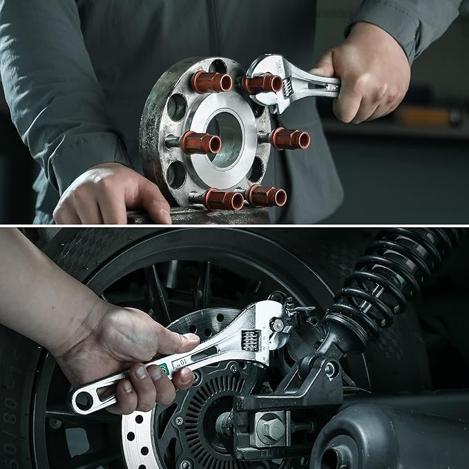 SK 10-Inch Adjustable Wrench, 1-1/4" Jaw Capacity, Cr-V Steel, SAE&Metric Scales