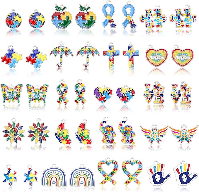 MARFOREVER 40Pcs/20 Pairs Autism Awareness Charms, Autism Charm by MARFOREVER